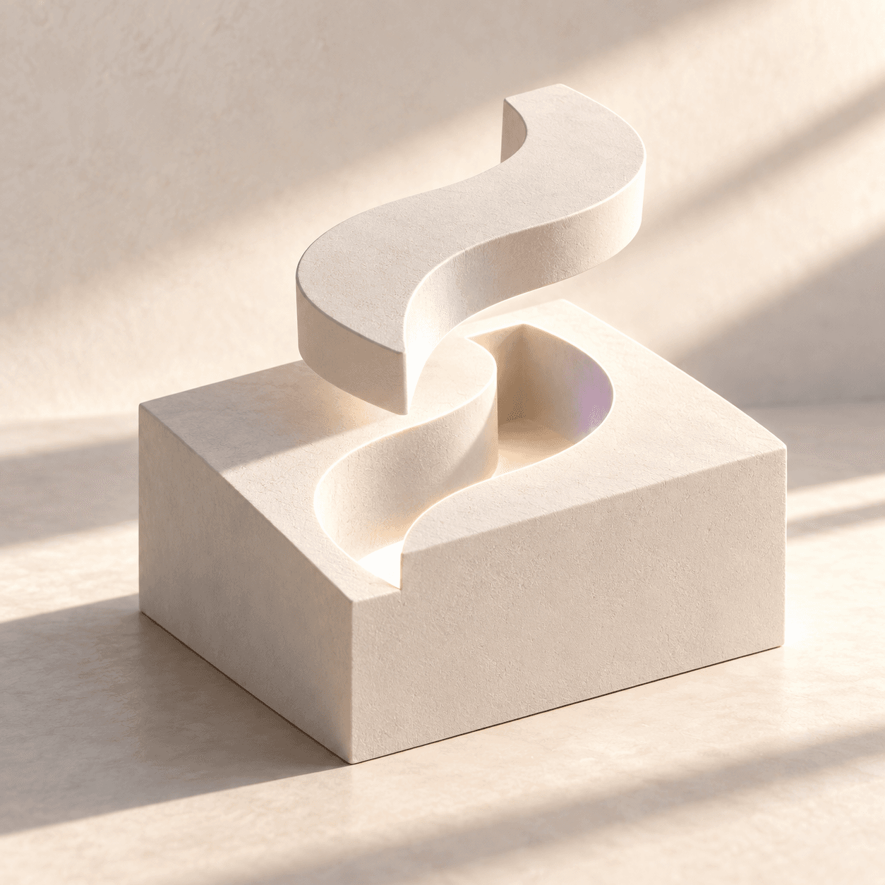 An ivory piece suspended above a precisely matching curved opening.